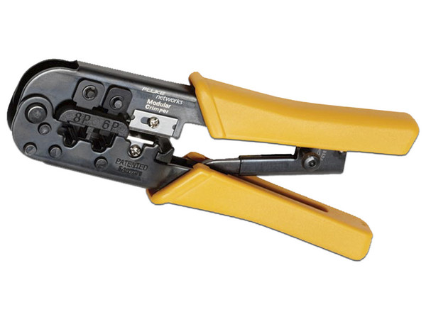 Pinza Ponchadora Fluke Networks Modular para conectores RJ-11 y RJ-45. Color Amarillo.