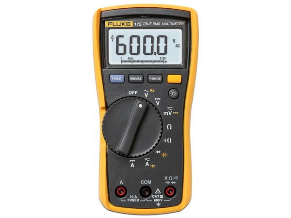 Multímetro Digital Fluke 115 para Electricista, Para Pruebas de Capacitancia y Diodos, Uso con Voltaje Máximo de 600 V, Pantalla LED Retroiluminada.
