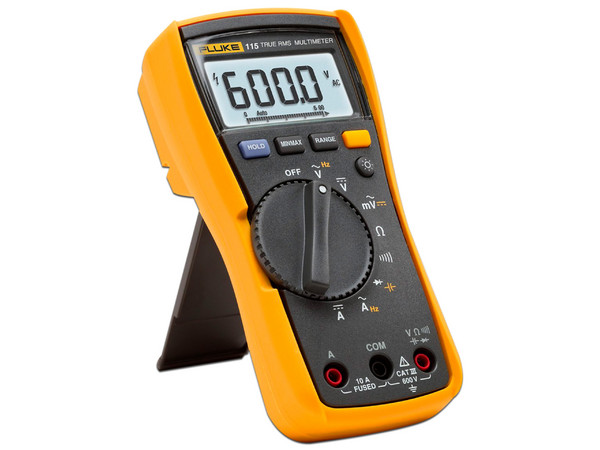 Multímetro Digital Fluke 115 para Electricista, Para Pruebas de Capacitancia y Diodos, Uso con Voltaje Máximo de 600 V, Pantalla LED Retroiluminada.