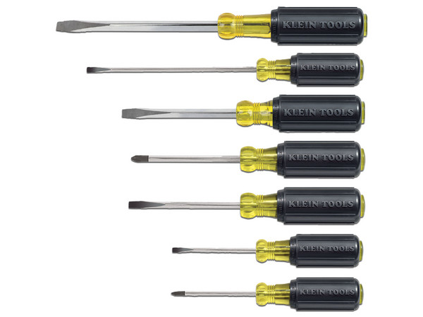 Juego de Desarmadores Klein Tools 85076, 7 Piezas, Punta Plana y Phillips, Mango Acojinado.