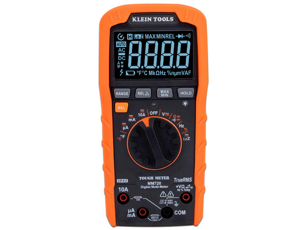 Multímetro Digital Klein Tools MM720 de Rango Automático con TRMS 1000V Medición de Temperatura y Baja Impedancia.