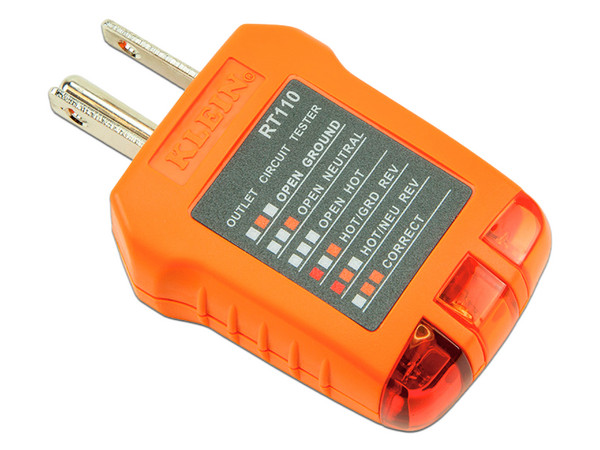 Probador de Tomacorrientes Estándar KLEIN TOOLS RT-110, Secuencia de Luces para Indicar un Cableado.