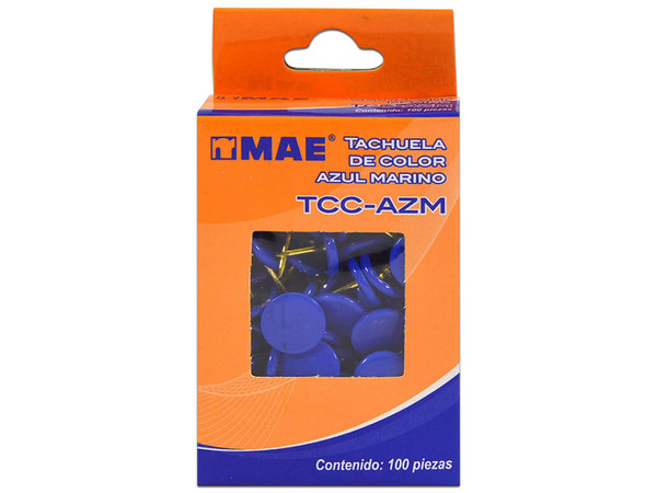 Tachuela Mae TCC-AZM, Paquete de 100 Piezas, Material Metal y Plástico, Color Azul