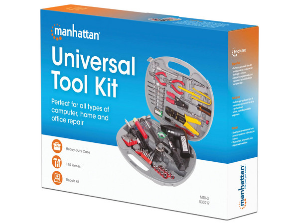 Kit de Herramientas Universal Manhattan U145, Para Computadoras, 145 Piezas.