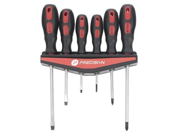Juego de 6 Desarmadores Precision PST-H020-07, Con Organizador, Color Negro.
