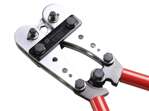 Pinza Ponchadora Precision PST-H01-010 para crimpar terminales, para cables de calibres 8 AWG a 4/0 AWG. Color Rojo.