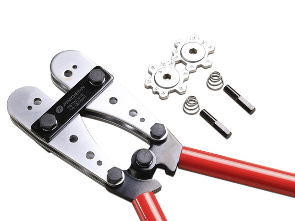 Pinza Ponchadora Precision PST-H01-010 para crimpar terminales, para cables de calibres 8 AWG a 4/0 AWG. Color Rojo.