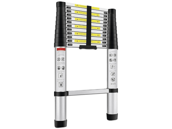Escalera Telescópica PRECISION de Aluminio de 3.8 Metros de Altura, Capacidad de carga hasta 150 kg