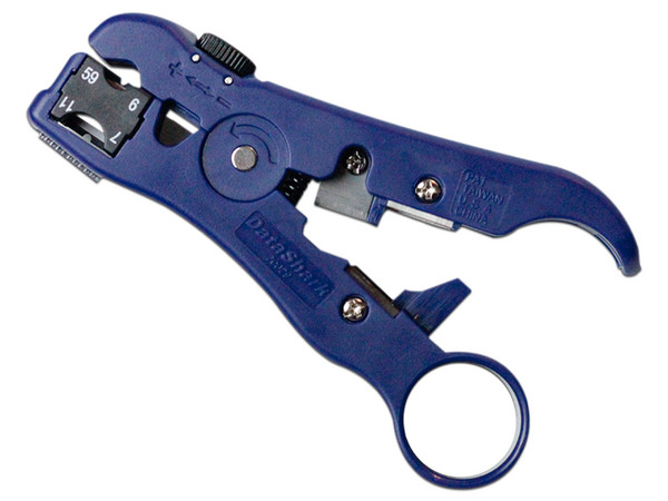 Pinza Peladora y Cortadora de Cable Tempo PA70029 para Cable Coaxial y UTP, Color Azul.