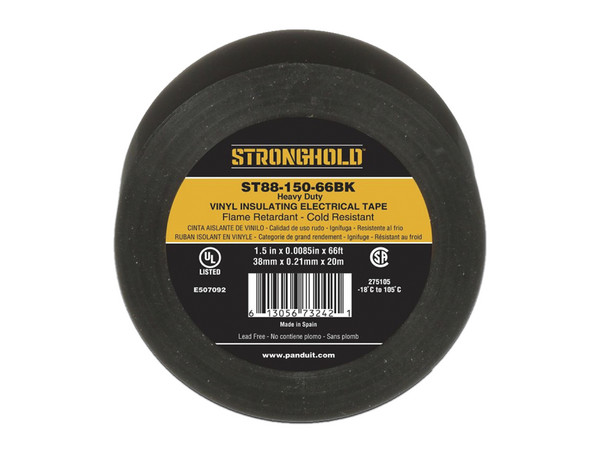 Cinta Eléctrica Stronghold para Aislar, Ancho de 38mm, Longitud de 20m, PVC. Color Negro.