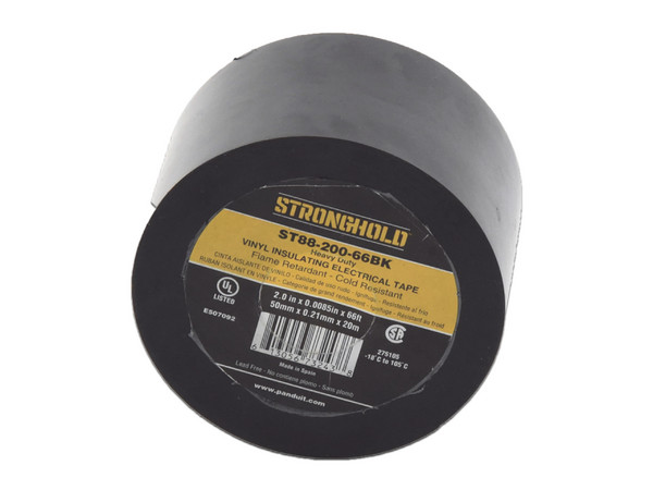 Cinta Eléctrica Stronghold para Aislar, Ancho de 50mm, Longitud de 20m, PVC. Color Negro.