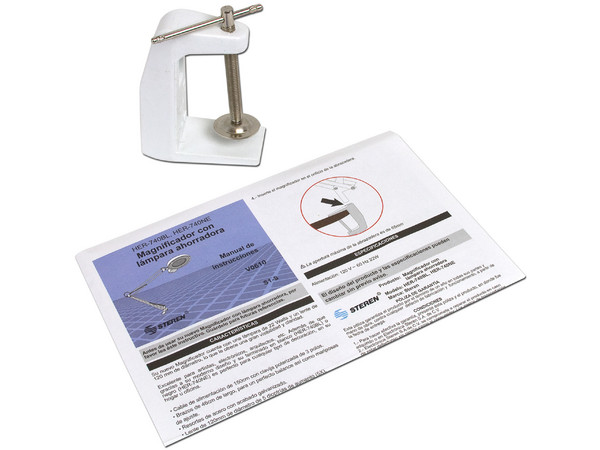 Lámpara ahorradora de luz con lupa y brazo flexible, de color blanco