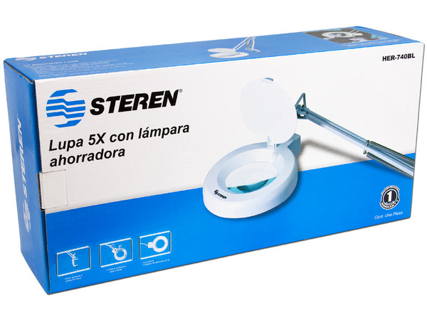 Lámpara ahorradora de luz con lupa y brazo flexible, de color blanco