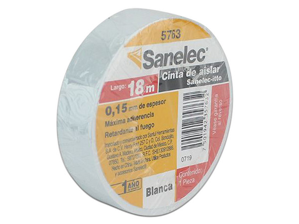 Cinta de Aislar Santul, 18m, Color Blanco.