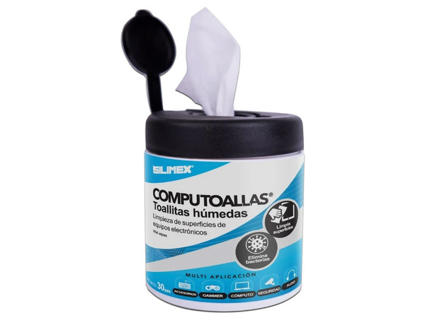 Toallas húmedas limpiadoras Desinfectantes Silimex Sanifex, Aroma Aqua, Bote Con 30 Toallas.