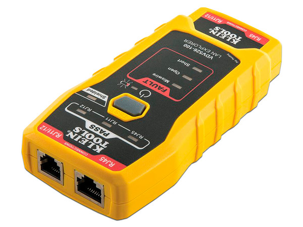 Probador de Cables de Red y Datos Klein Tools, RJ-11, RJ-12 y RJ-45 con Transmisor Remoto, Color Amarillo.