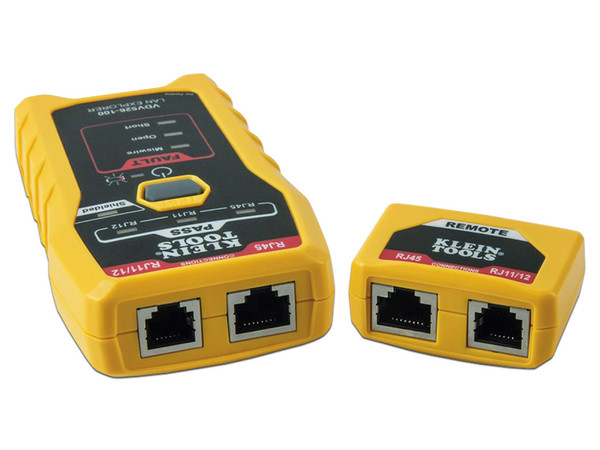 Probador de Cables de Red y Datos Klein Tools, RJ-11, RJ-12 y RJ-45 con Transmisor Remoto, Color Amarillo.