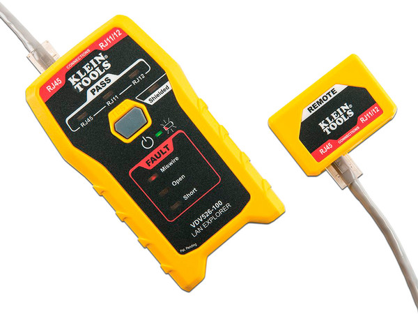 Probador de Cables de Red y Datos Klein Tools, RJ-11, RJ-12 y RJ-45 con Transmisor Remoto, Color Amarillo.