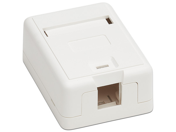 Caja de pared Tripplite N082-001-WH de 1 puerto Keystone, instalación en superficie. Color Blanco.
