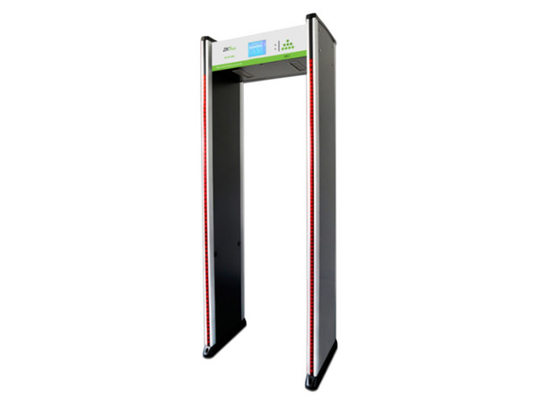 Arco detector de metales con detección de temperatura ZKTeco D3180STD, 18 zonas de detección, alarma de sonido e iluminación LED.