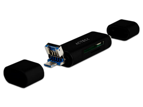Lector de Memoria Acteck Gate Edit DH450, SD/MicroSD a USB-A/USB-C/Micro USB. Color Negro.