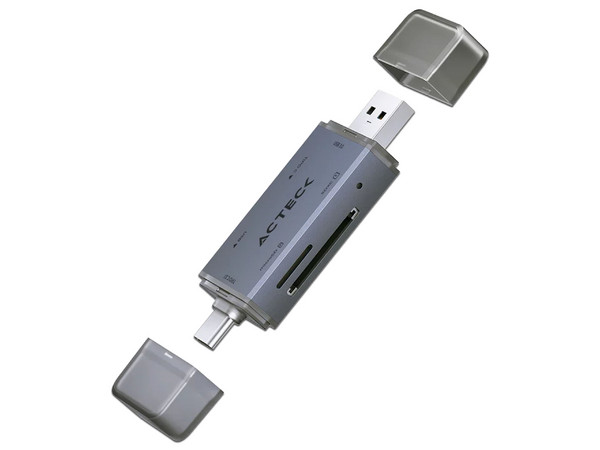 Lector de Memorias Flash Acteck Gatex Read CR625, Entrada USB Tipo C, USB Tipo A, Ranura SD y MicroSD, Conexión Dual USB Tipo A y C. Color Plata.