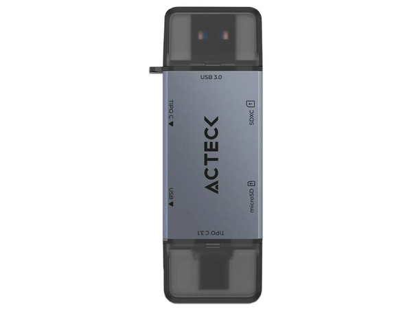 Lector de Memorias Flash Acteck Gatex Read CR625, Entrada USB Tipo C, USB Tipo A, Ranura SD y MicroSD, Conexión Dual USB Tipo A y C. Color Plata.