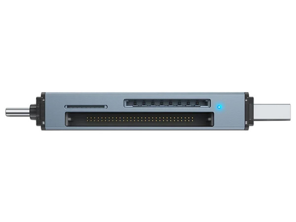 Lector de Memorias Flash Acteck Gatex Read CR620, Ranura SD, MicroSD y CF 2.0, USB Tipo A y C. Color Plata.