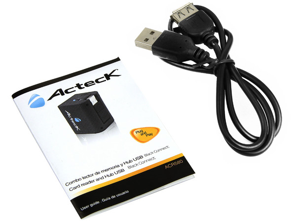 Combo Acteck Black Connect ACR580 Lector de Memorias y Hub de 3 Puertos USB 