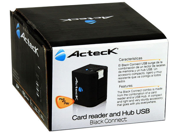 Combo Acteck Black Connect ACR580 Lector de Memorias y Hub de 3 Puertos USB 