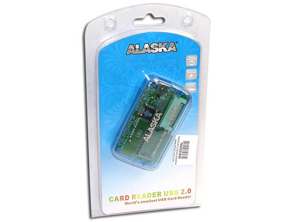 Lector de Memorias Externo Alaska 6 en 1, Lee y Graba en Memorias Flash, USB 2. Color Azul Transparente