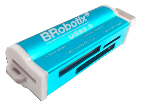 Lector de tarjetas BRobotix 180420A, USB 2.0, Color Azul Metálico.