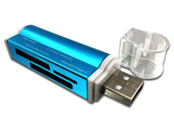 Lector de tarjetas BRobotix 180420A, USB 2.0, Color Azul Metálico.