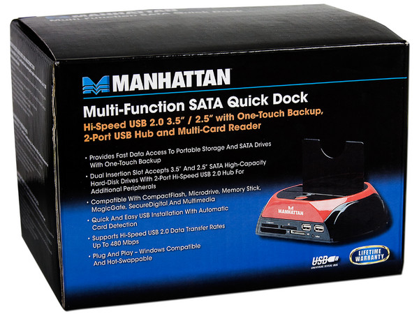 Manhattan Puerto Rápido Multifuncional Lector de tarjetas y Discos Duros SATA de 2.5