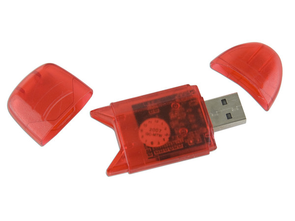 Lector de Memorias USB 2.0 lee SD, SDHC, MMC, RS-MMC. Color Rojo