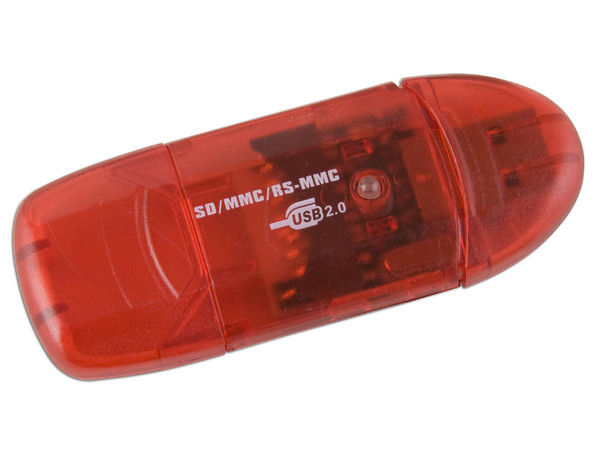 Lector de Memorias USB 2.0 lee SD, SDHC, MMC, RS-MMC. Color Rojo