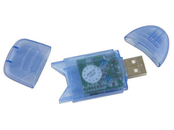 Lector de Memorias USB 2.0 lee SD, SDHC, MMC, RS-MMC. Color Azul