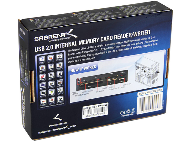 Lector de Memorias Sabrent, Interno, USB 2.0