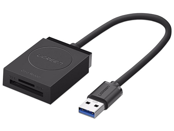 Lector de tarjetas UGREEN 2 en 1, USB 3.0, Color Negro.
