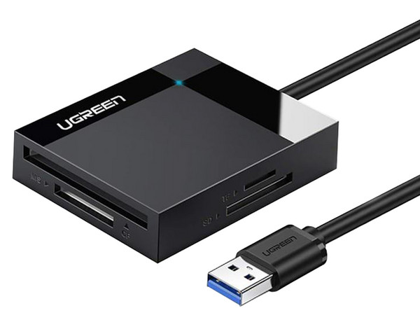 Lector de tarjetas UGREEN 4 en 1, USB 3.0, Color Negro.