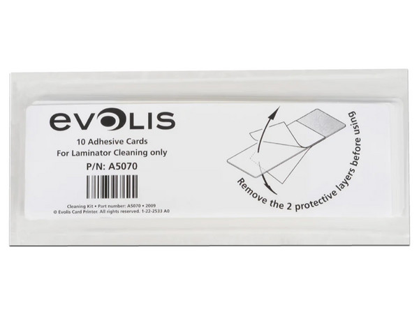 Kit de Limpieza Evolis A5070 para Tarjetas Adhesivas Laminador. Color Blanco.