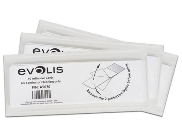 Kit de Limpieza Evolis A5070 para Tarjetas Adhesivas Laminador. Color Blanco.