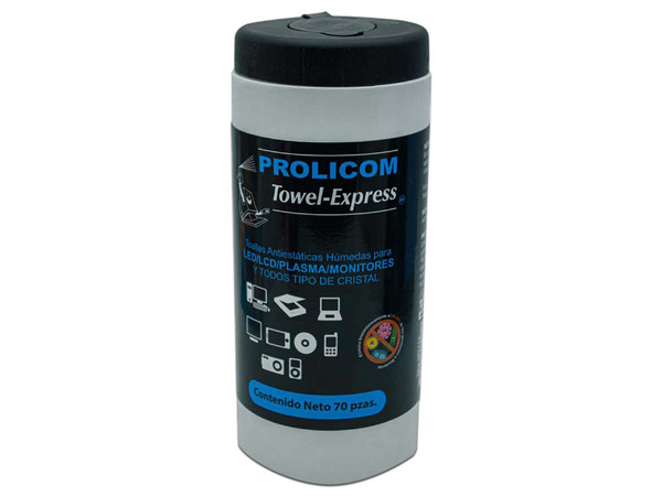 Toallitas Humedas Prolicom Towel Express, Bote con 70 Toallitas.