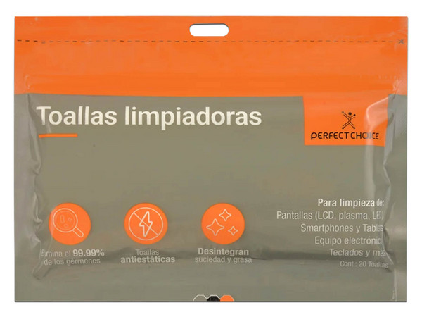 Paquete de Toallas Antiestáticas Húmedas Perfect Choice PC-030270, Para Laptops y Pantallas LCD, 5 Piezas.