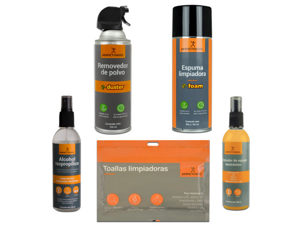 Kit de Limpieza Perfect Choice PC-KitLimpieza, Incluye 1 Espuma Limpiadora,1 Toalla PCH, 1 Aire Comprimido, 1 Limpiador de Computadoras, 1 Limpiador con Alcohol Isopropílico.