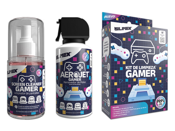 Kit de Limpieza Gamer Silimex, Incluye Removedor de Polvo, Limpiador de pantalla y Microfibra.