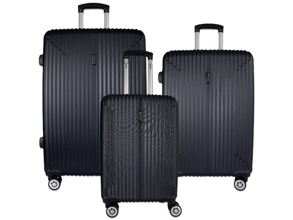 Set de 3 Maletas Rígidas BAGIAU 90439003, de 20, 24 y 28 Pulgadas. Color Negro.