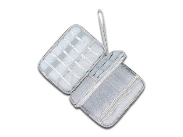 Funda Organizadora de Cables BRobotix, Bolsillos para USB, Tarjetas SD o MicroSD. Color Gris.