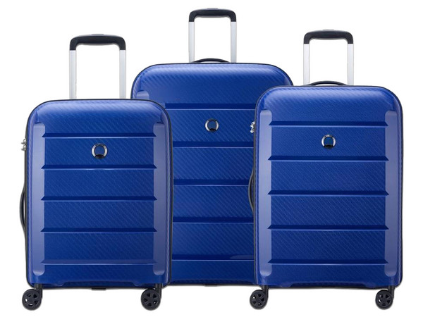 Set de 3 Maletas Rígidas Delsey Paris Binalong 00310198622, De 20, 24 y 28 Pulgadas. Color Azul.