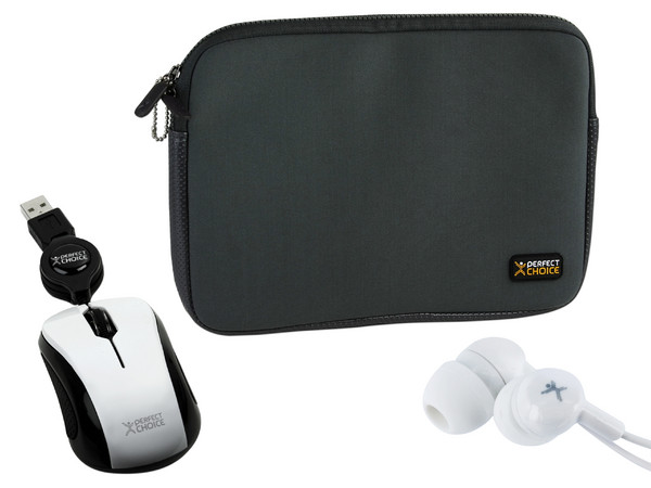 Kit Netbook Perfect Choice Incluye  funda,  mini mouse y audífonos color blanco